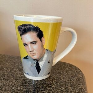 Yellow and White Elvis Presley Mug with Portrait